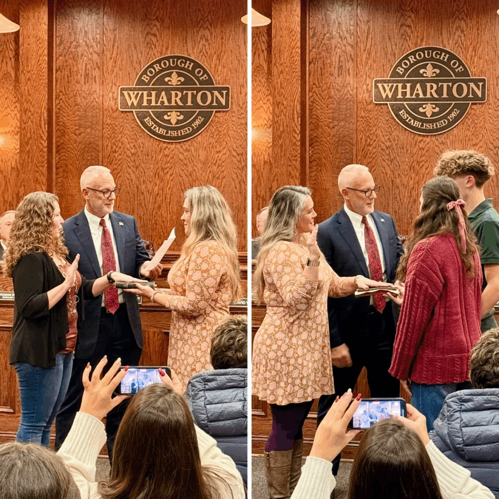 New council members being sworn in in Wharton, NJ.